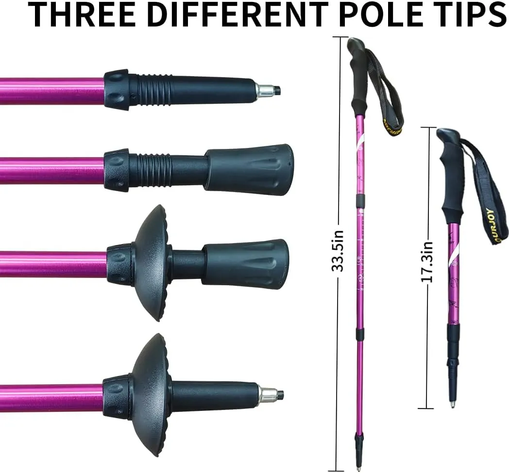 Hiking Trekking Poles, 2 Pack Anti Shock, Adjustable, Collapsible Hiking Poles for Trekking or Walking, Lightweight Aluminum Sticks for Children
