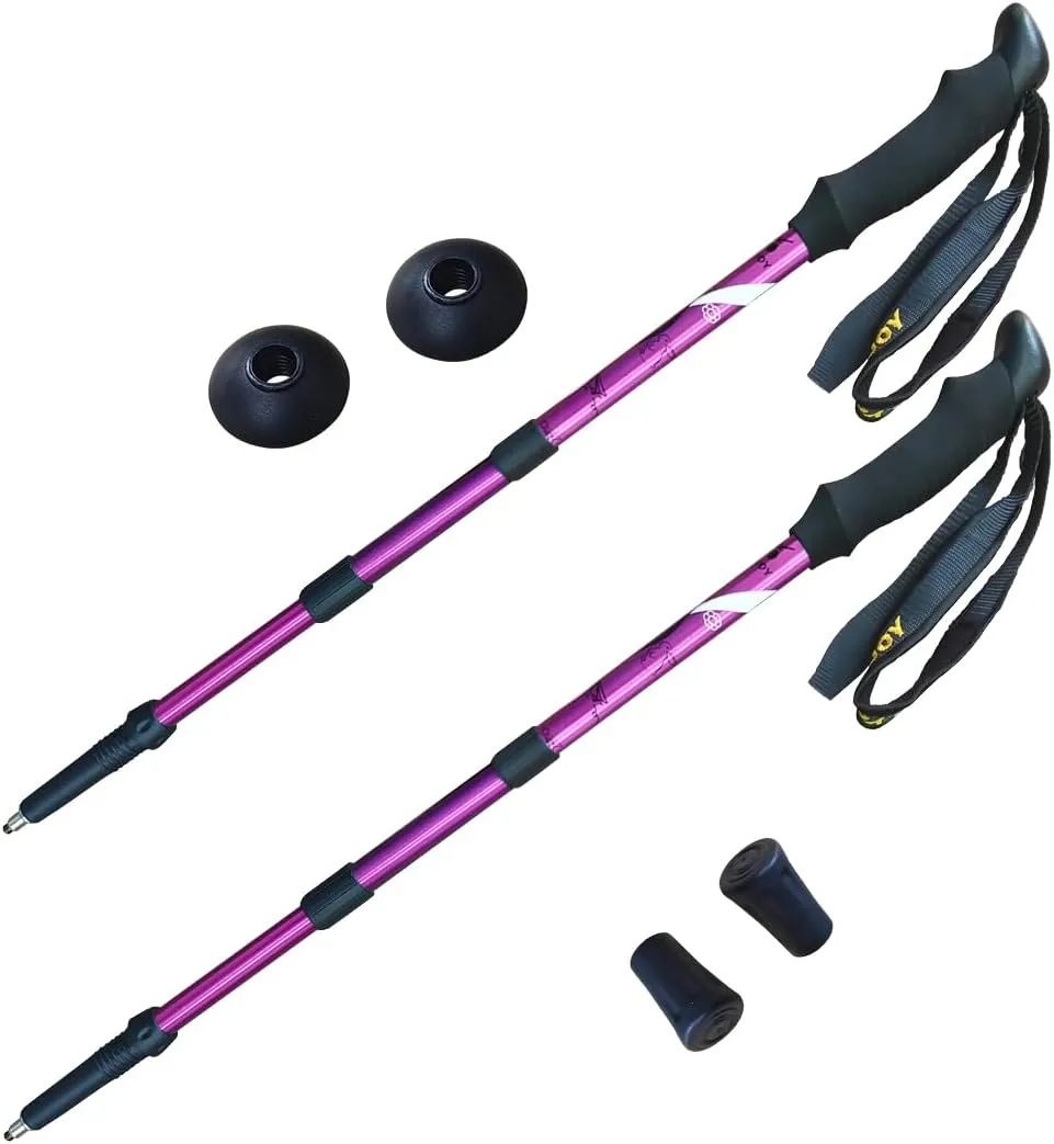 Hiking Trekking Poles, 2 Pack Anti Shock, Adjustable, Collapsible Hiking Poles for Trekking or Walking, Lightweight Aluminum Sticks for Children
