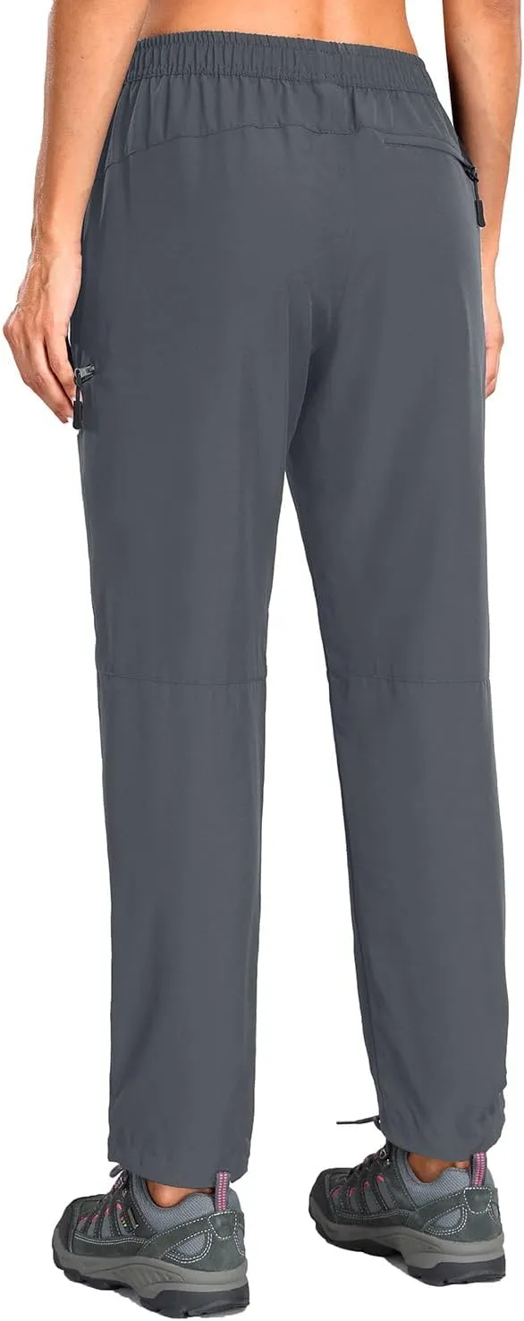 Holipick Women's Hiking Pants Lightweight Quick Dry Water Resistant Elastic Waist Outdoor Camping Travel Cargo Zipper Pockets