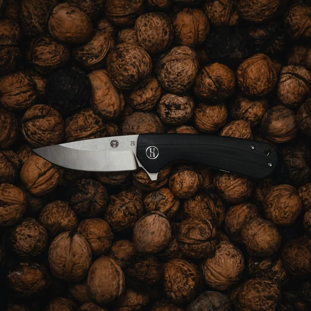 Holtzman's Gorilla Survival Wrangler Folding Knife with G10 Handle, D2 Steel Blade, Gift Box Set (Silver Black) - Great for Everyday Carry
