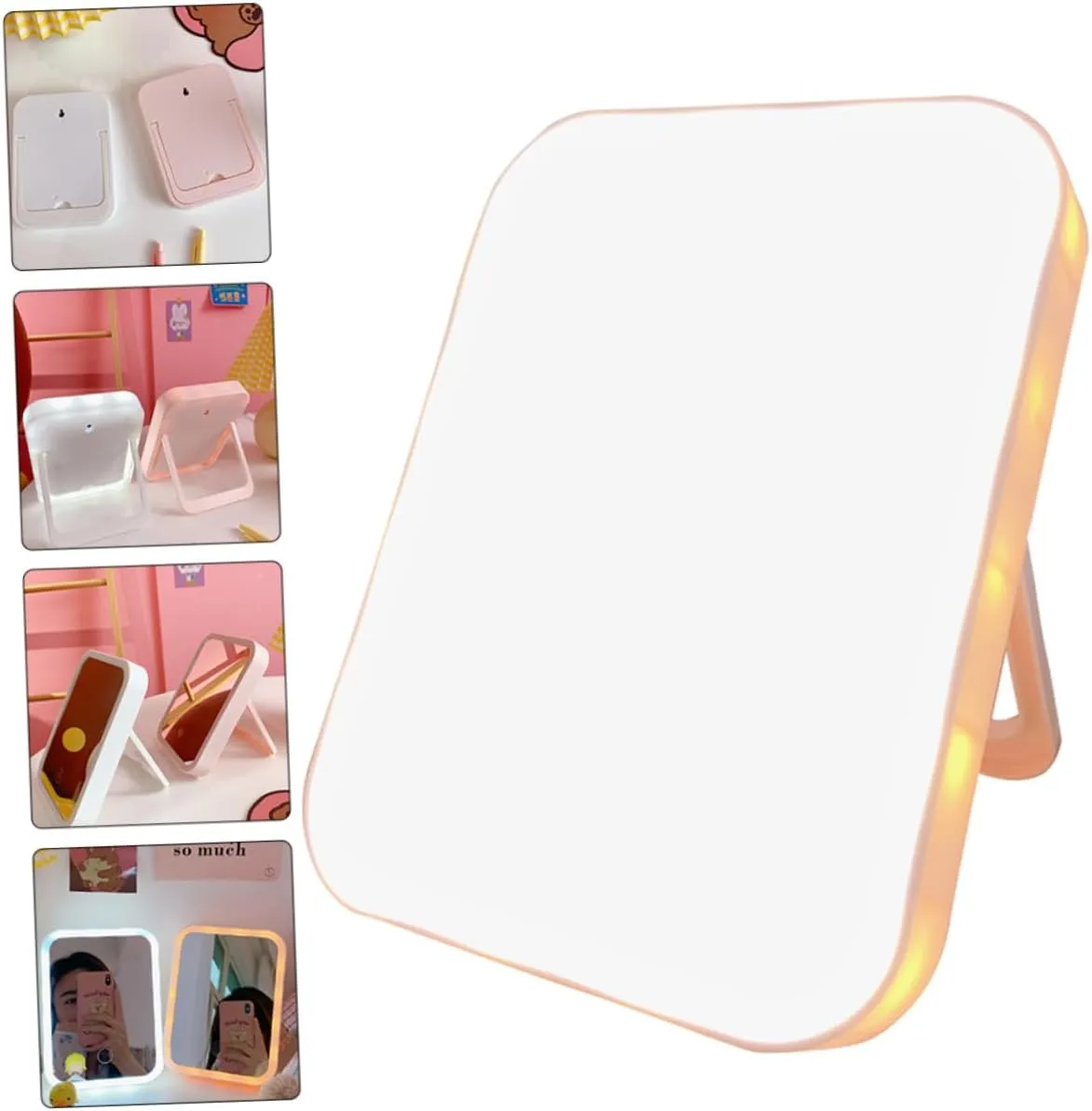 Housoutil 3-in-1 Compact Mirror Led Light Touch Control Makeup Mirror Portable LED Lighted Cosmetic Mirror