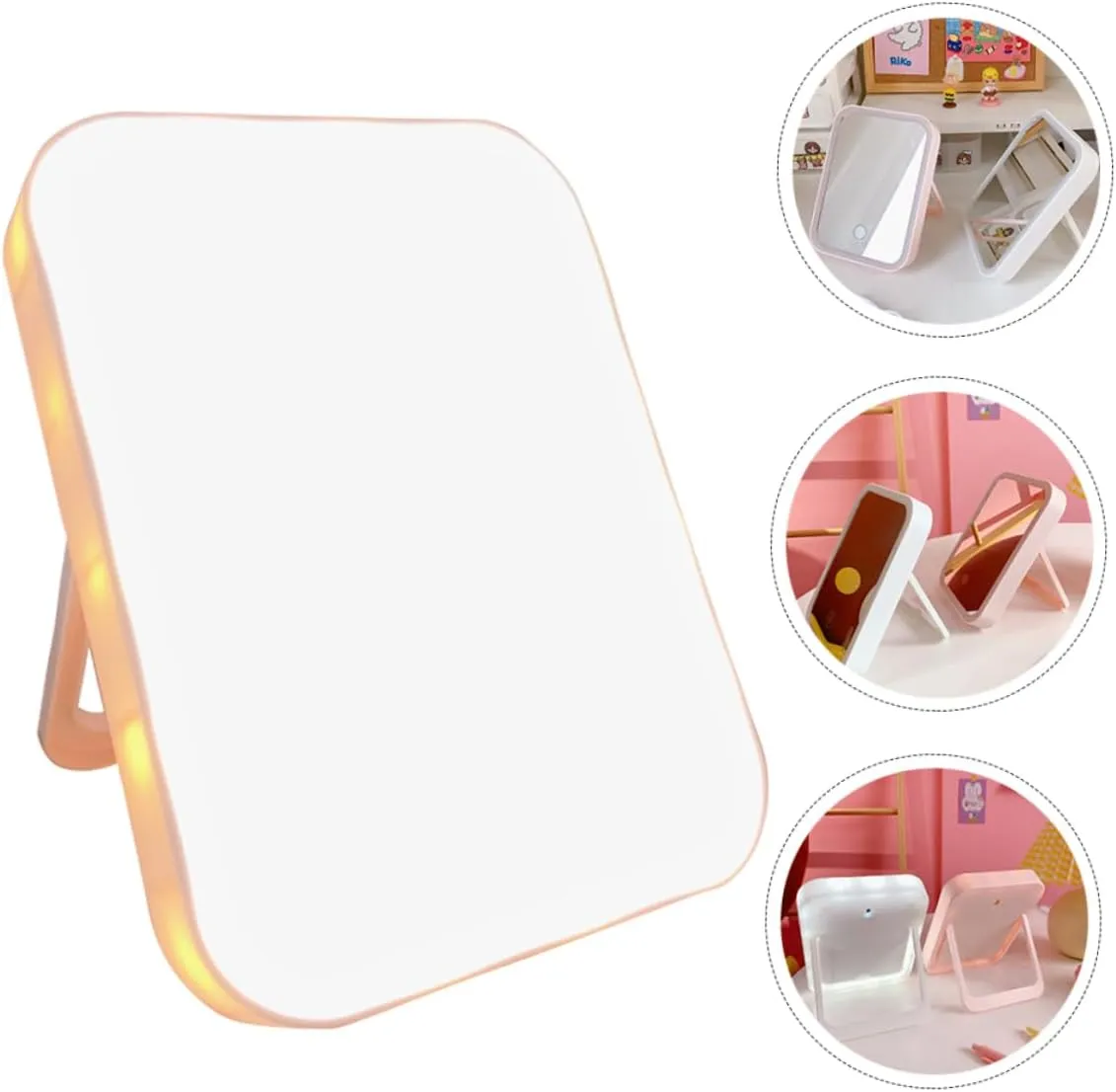 Housoutil 3-in-1 Compact Mirror Led Light Touch Control Makeup Mirror Portable LED Lighted Cosmetic Mirror