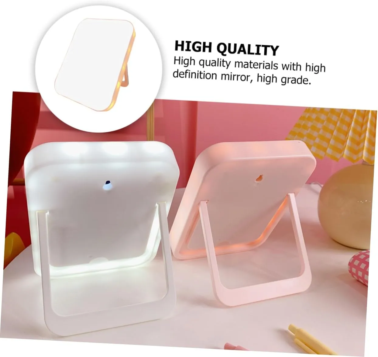 Housoutil 3-in-1 Compact Mirror Led Light Touch Control Makeup Mirror Portable LED Lighted Cosmetic Mirror
