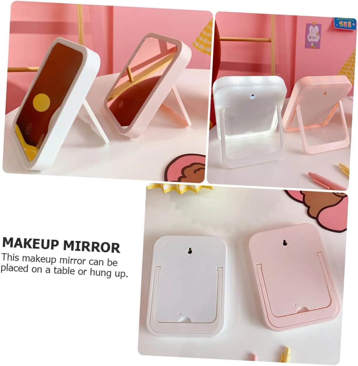 Housoutil 3-in-1 Compact Mirror Led Light Touch Control Makeup Mirror Portable LED Lighted Cosmetic Mirror