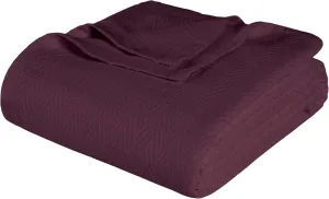 Hroo Collection Premium Thermal Blanket - Plum Woven Reversible Ultra-Soft and Warm Herringbone Blanket for Bed/Couch, King, 108" x 90" - 100% Cotton