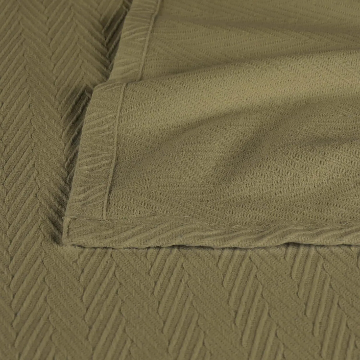 Hroo Collection Premium Thermal Blanket - Sage Woven Reversible Ultra-Soft and Warm Herringbone Blanket for Bed/Couch, King, 108" x 90" - 100% Cotton