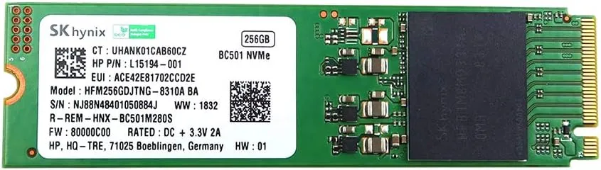 Hynix HFM256GDJTNG BC501 256GB M.2 2280 PCI-Express 3.0 NVMe SSD Solid State Drive L15194-001 Compatible Replacement Spare Part for Sk Compatible and Other Systems