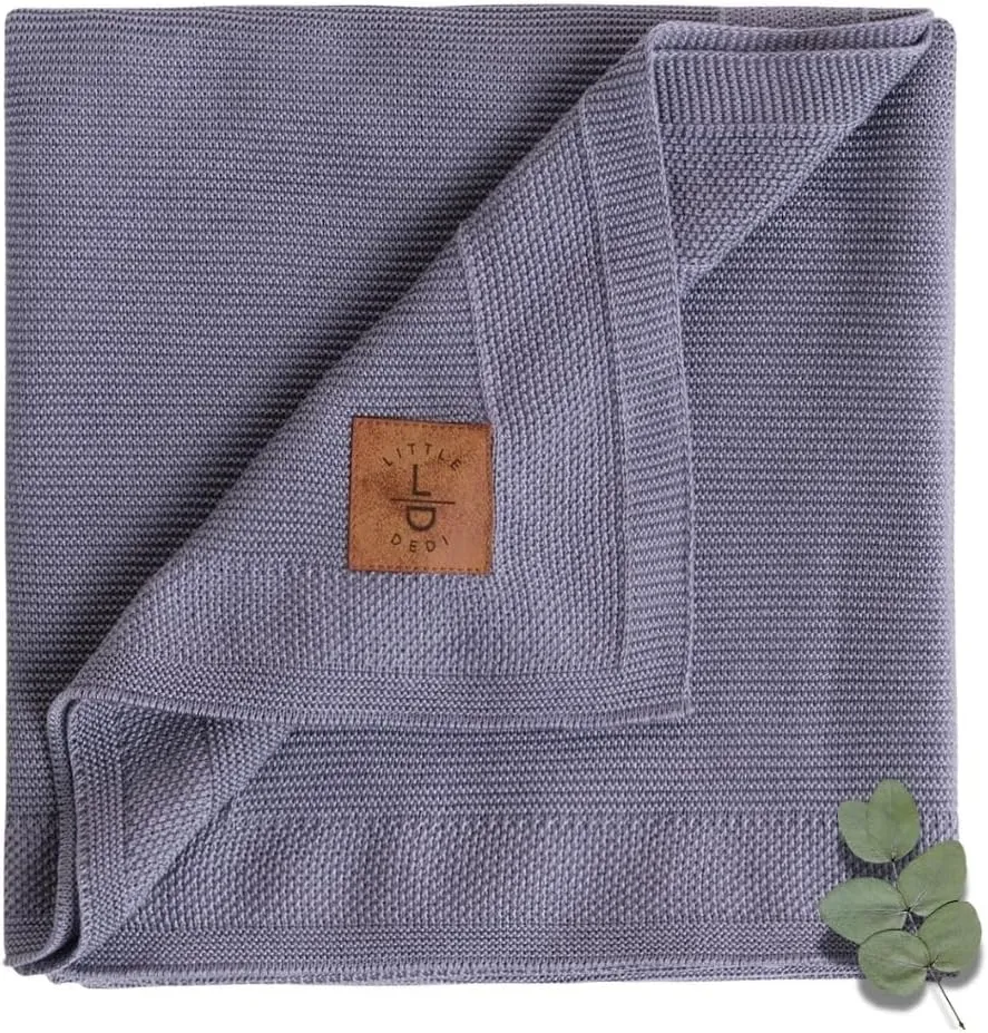 Hypoallergenic Silky Baby Blanket - 30x40 Inches Grey Blue, Oeko-TEX® Certified, Thermal-Regulating, Soft Knit Neutral for Girls & Boys - Swaddle or Toddler Blanket, Dua
