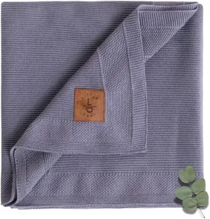 Hypoallergenic Silky Baby Blanket - 30x40 Inches Grey Blue, Oeko-TEX® Certified, Thermal-Regulating, Soft Knit Neutral for Girls & Boys - Swaddle or Toddler Blanket, Dua