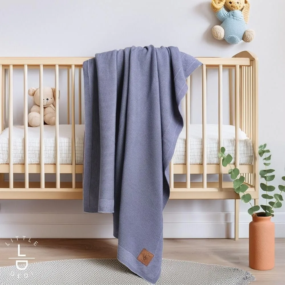 Hypoallergenic Silky Baby Blanket - 30x40 Inches Grey Blue, Oeko-TEX® Certified, Thermal-Regulating, Soft Knit Neutral for Girls & Boys - Swaddle or Toddler Blanket, Dua