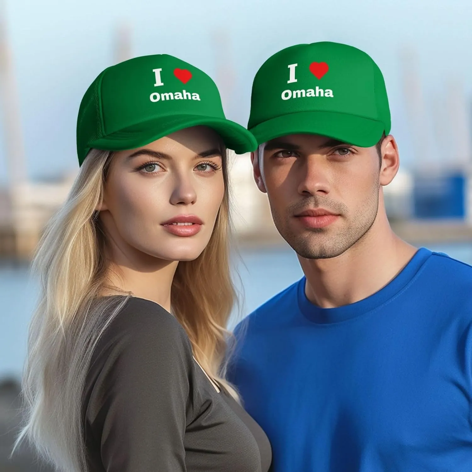 I Love Omaha Baseball Cap for Men Women Snapback Adjustable Mesh Back Hat