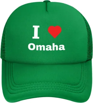 I Love Omaha Baseball Cap for Men Women Snapback Adjustable Mesh Back Hat