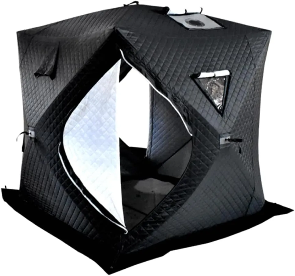 Ice Fishing Shelter Camping Equipment, Ice Fishing Camping, Cold Resistance, Warmth, Wind and Snow Protection, Suitable for 3-4 People (Black)