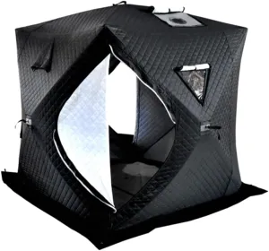 Ice Fishing Shelter Camping Equipment, Ice Fishing Camping, Cold Resistance, Warmth, Wind and Snow Protection, Suitable for 3-4 People (Black)