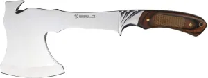 iFIELD Survival Axe Camper Sports Axe, 6.6 inch Stainless Steel Blade, Total 11.4 inch, with Leather Sheath, Camping Tool for Fishing, Hunting, Sport Activity.