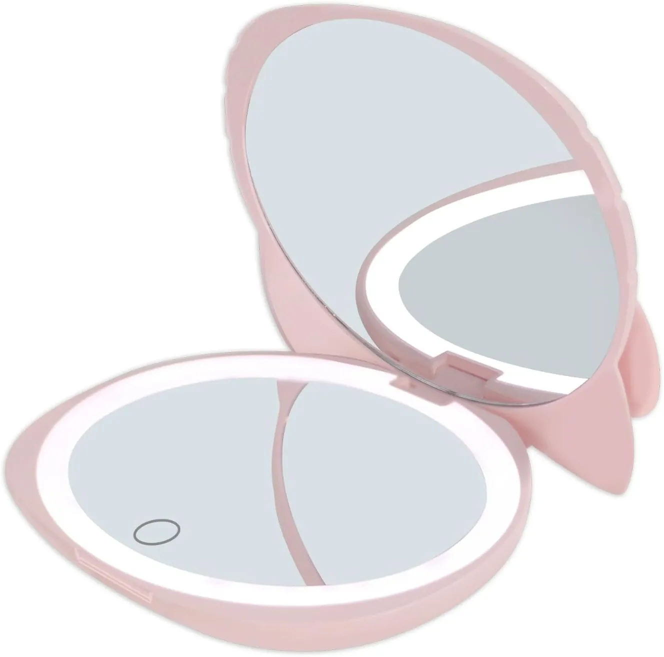 Impressions Vanity Hello Kitty Kawaii Compact Mirror with Touch Sensor Switch for Adjustable Brightness, Lighted Makeup Mirror with LED Lights and 2X Magnifying Mirror (Matte Pink)