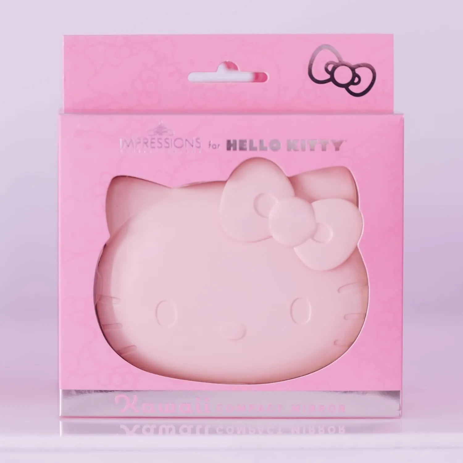 Impressions Vanity Hello Kitty Kawaii Compact Mirror with Touch Sensor Switch for Adjustable Brightness, Lighted Makeup Mirror with LED Lights and 2X Magnifying Mirror (Matte Pink)