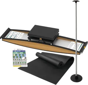 Indoor Ski Simulator Machine | Adjustable Resistance 0-100kg for Strength & Balance Training | Full-Body Workout for Core, Legs & Cardio | Includes Nordic Walking Poles & Non-Slip Mat