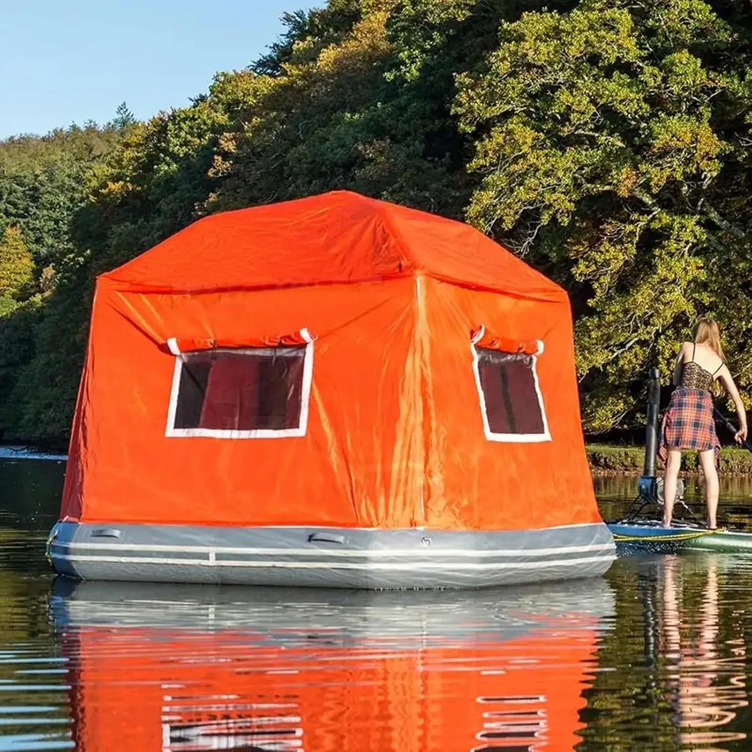 Inflatable Floating Tent Camping Tent Fishing Raft Boat Quick Setup Blow Up Tents for Outdoor Hiking