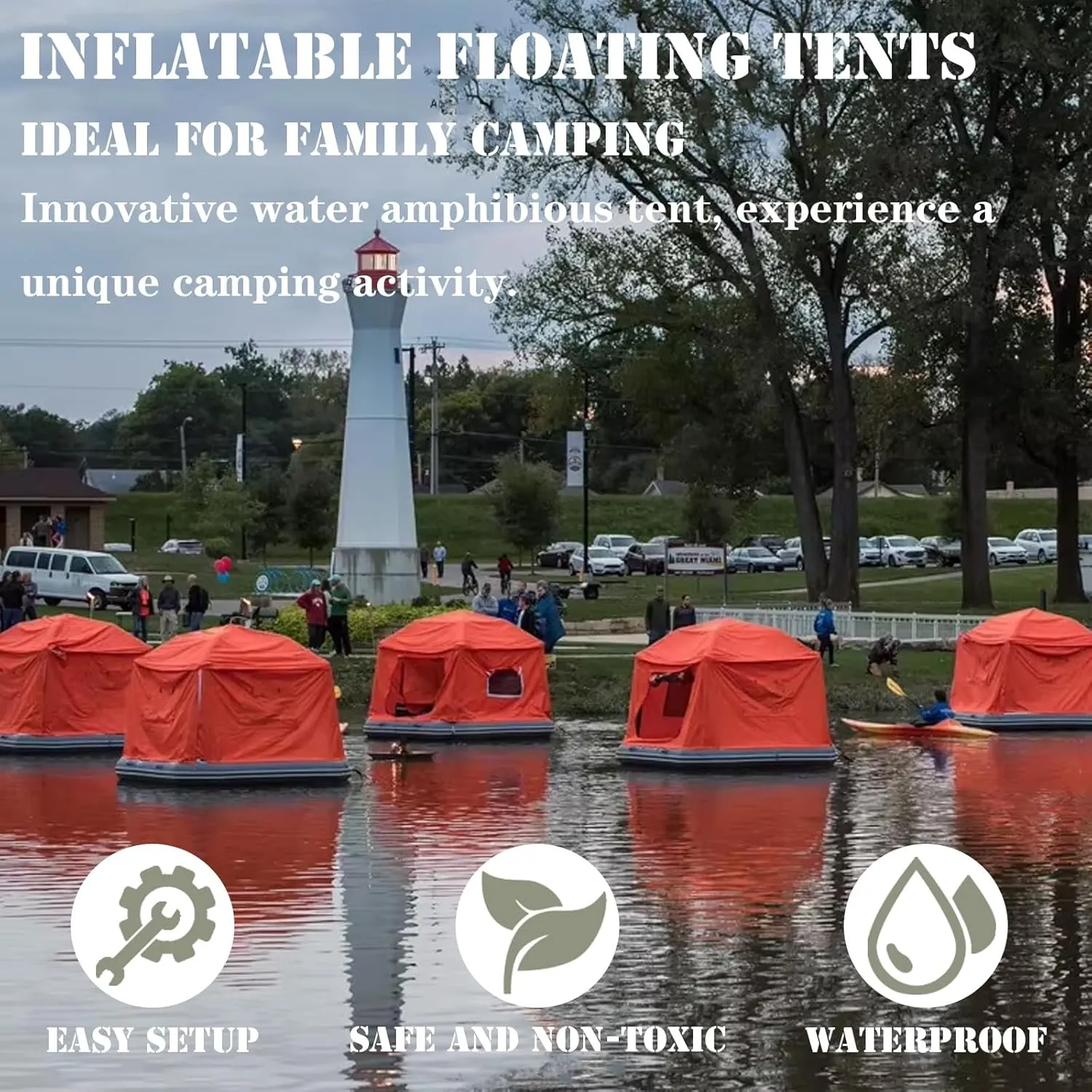 Inflatable Floating Tent Camping Tent Fishing Raft Boat Quick Setup Blow Up Tents for Outdoor Hiking