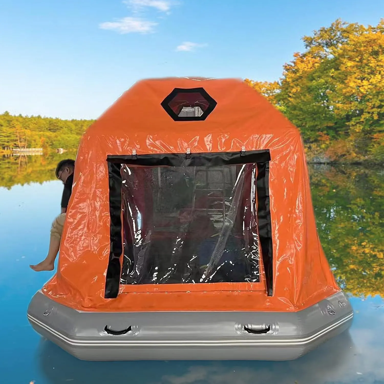 Inflatable Floating Tent Camping Tent Fishing Raft Boat Quick Setup Blow Up Tents for Outdoor Hiking