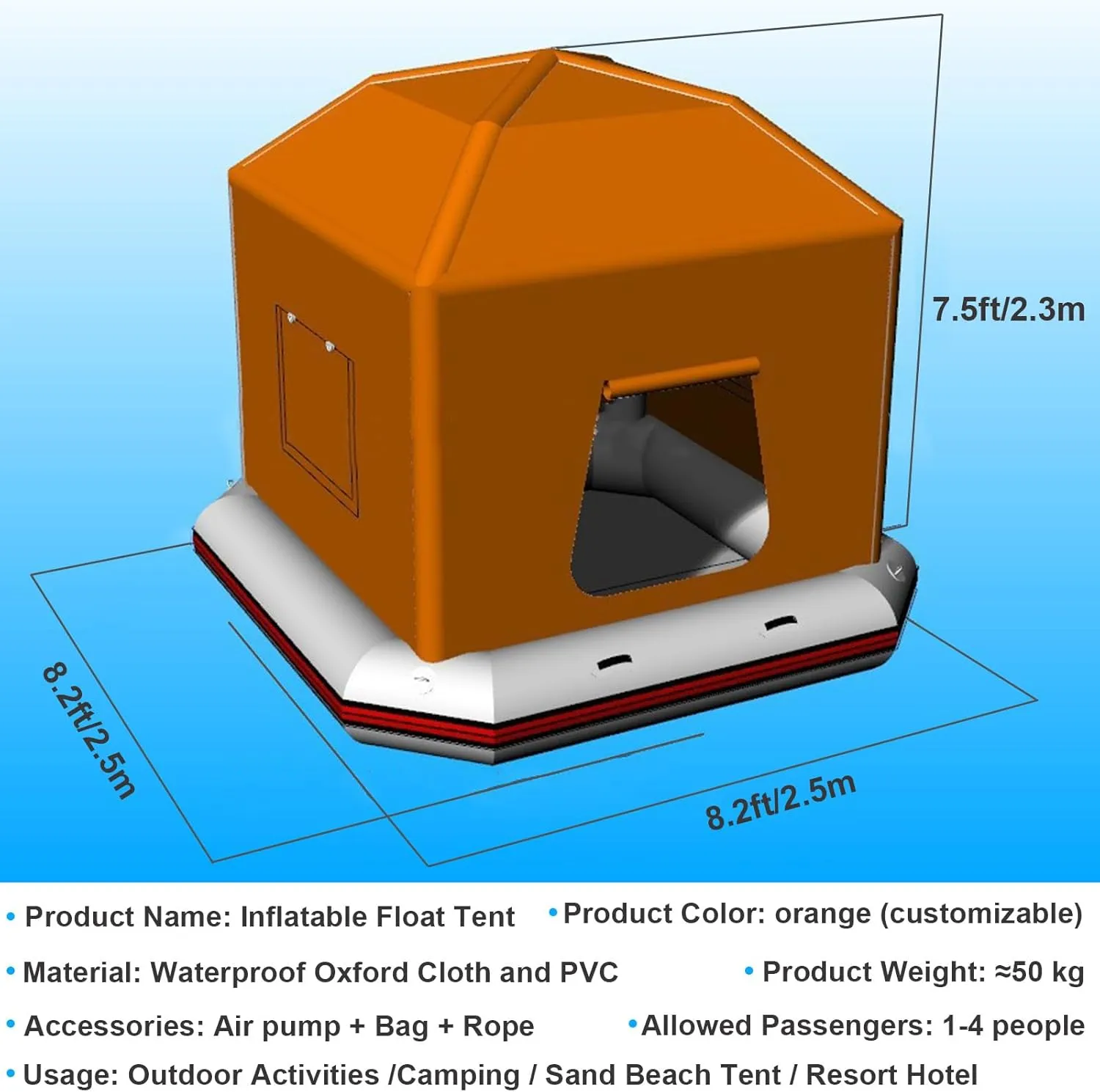 Inflatable Floating Tent Camping Tent Fishing Raft Boat Quick Setup Blow Up Tents for Outdoor Hiking