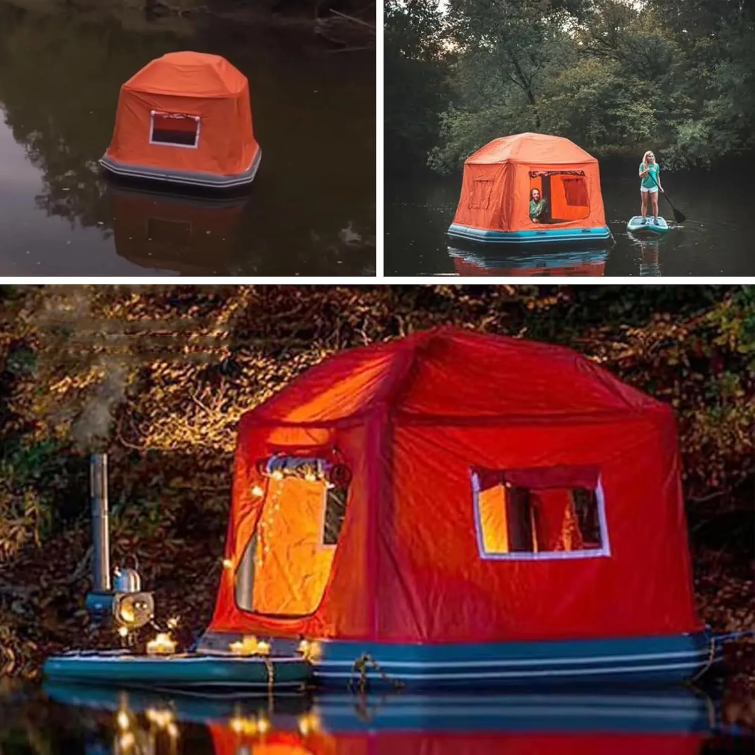 Inflatable Floating Tent Camping Tent Fishing Raft Boat Quick Setup Blow Up Tents for Outdoor Hiking