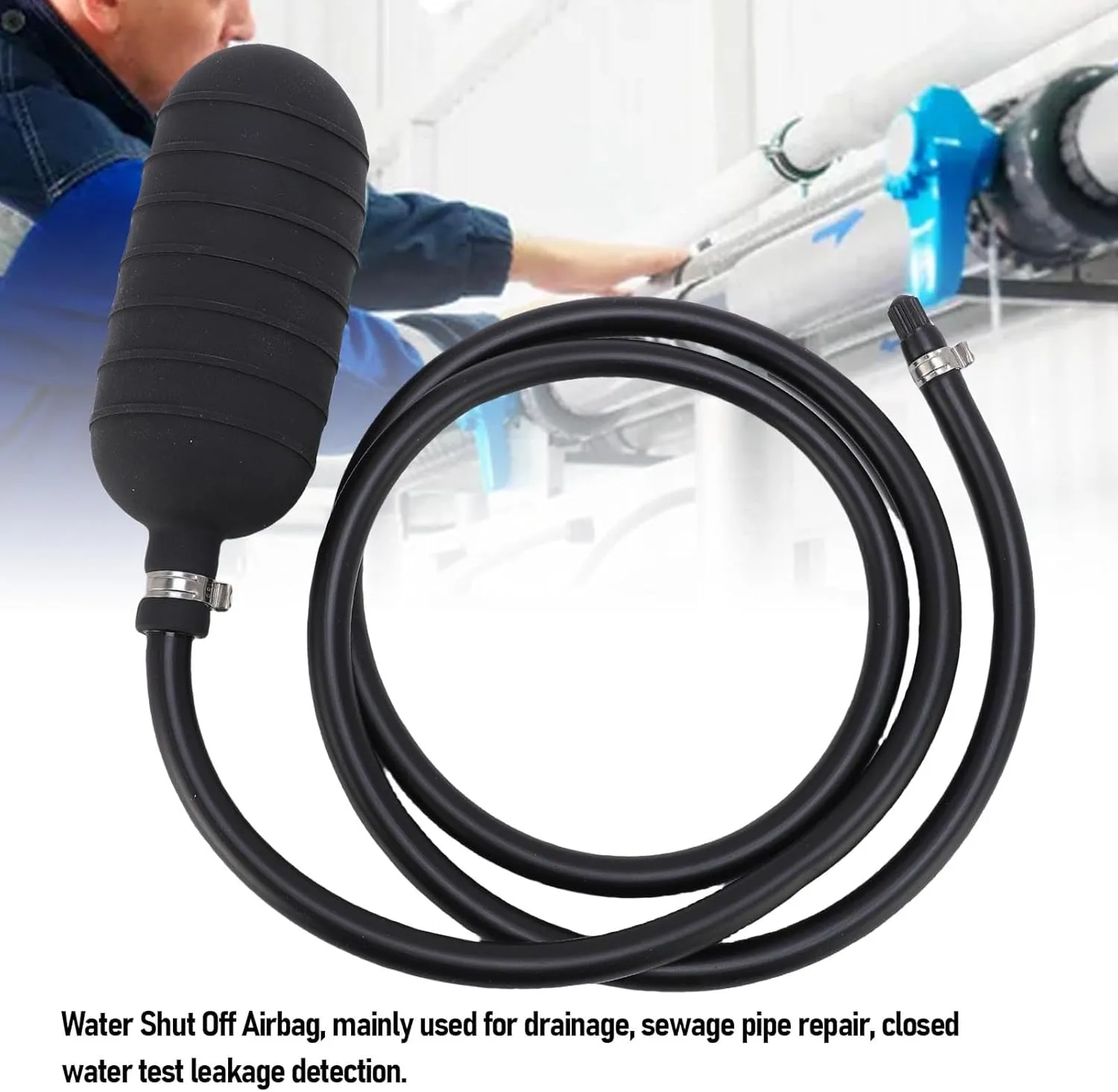 Inflatable Pipe Plug Water Shut Off Airbag PVC Inflatable Bladder for Pipeline Maintenance with Superior Elasticity and Airtightness for Sewer Drainage Pipe Sealing (150mm)