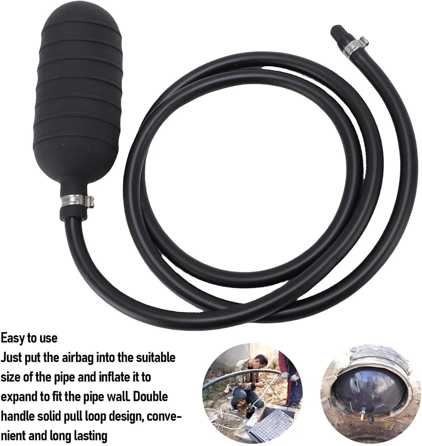 Inflatable Pipe Plug Water Shut Off Airbag PVC Inflatable Bladder for Pipeline Maintenance with Superior Elasticity and Airtightness for Sewer Drainage Pipe Sealing (150mm)