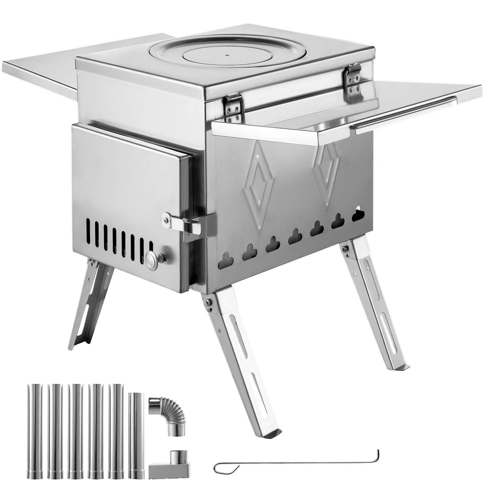 IronFlame™ Portable Tent Stove – 304 Stainless Steel Wood Burner with Chimney Kit
