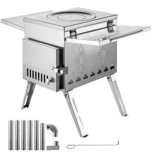 IronFlame™ Portable Tent Stove – 304 Stainless Steel Wood Burner with Chimney Kit