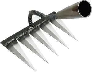 Ironrake The Heavy-Duty Iron Weeding Rake,1pc Iron Rake for Gardening and Weeding with 5 Metal Tines,Weeding Rake for Sturdy Dethatching,Ironrake for Backyard Lawn Loosening Planting Weeding