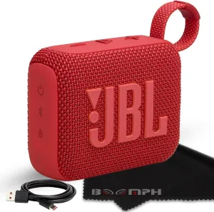 JBL Go 4 Portable Bluetooth Wireless Speaker, IP67 Waterproof and Dustproof Built-in Battery - Red - Boomph's Comprehensive Ultimate Performance Cloth Solution for Your On-The-Go Sound Experience