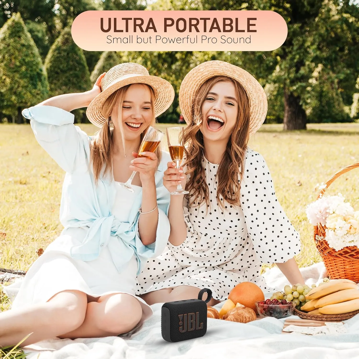 JBL Go 4 Portable Bluetooth Wireless Speaker, IP67 Waterproof and Dustproof Built-in Battery - White - Boomph's Comprehensive Ultimate Performance Cloth Solution for Your On-The-Go Sound Experience