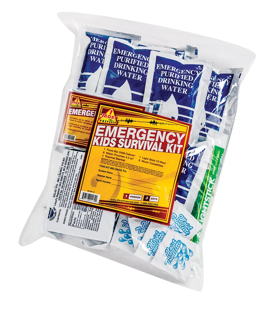 Jefferson 3 Day Kids Survival Kit in Bag