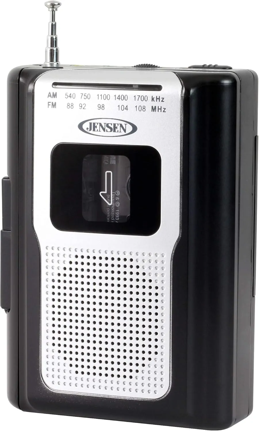 Jensen CR-100 Retro Portable AM/FM Radio Personal Cassette Player Compact Lightweight Design Stereo AM/FM Radio Cassette Player/Recorder & Built in Speaker (Black Series)