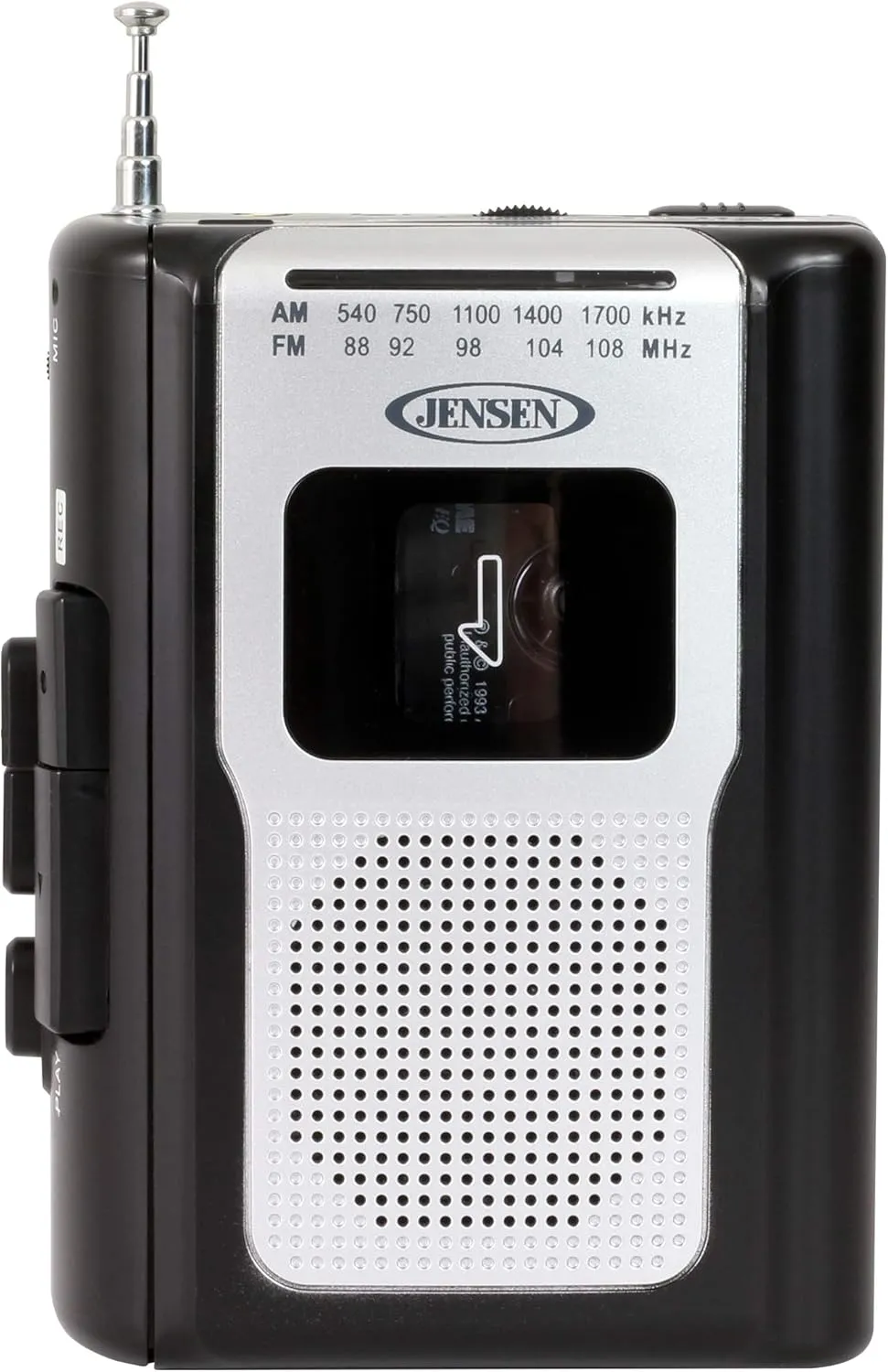 Jensen CR-100 Retro Portable AM/FM Radio Personal Cassette Player Compact Lightweight Design Stereo AM/FM Radio Cassette Player/Recorder & Built in Speaker (Black Series)