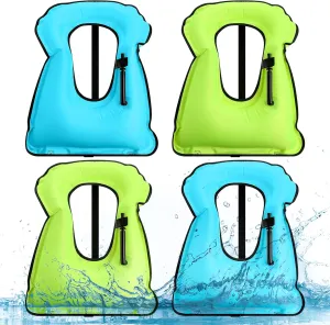 Jerify 4 Pcs Inflatable Snorkel Vest Adults, Portable Swim Vest Jackets, Adjustable Kayaking Jackets Safety Vests for Snorkeling Swimming Diving Surfing