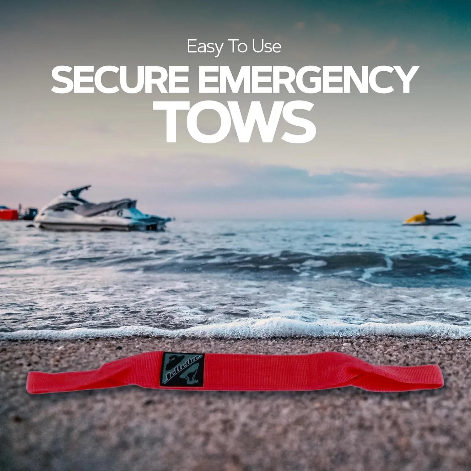 Jettribe Jet Ski Tow Loop - Nylon Tow for Ultimate Watercraft Performance - Jettribe PWC Race Accessories for Secure Emergency Tows - Bow Tow Strap with Quick Connect - Red