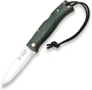 Joker ARTICA 155 folding knife with different handles, 3.14in blade. 14c28n, Scandi grind, fishing, hunting, camping and hiking tool (Green Micarta Handle)