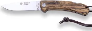 Joker COCKER Folding Hunting Knife, Olive/Birch/Bocote Wood Handle, 3.5in. MOVA Blade, with Leather Cord – Fishing, Hunting, Camping, and Hiking Tool (Bocote Wood)