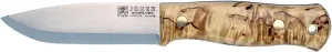 Joker Full Tang Scandi Bushlord 138 Hunting Knife, Curly Birch and Walnut Handle, 4.5-inch Blade, with Brown Leather Sheath, Fishing, Hunting, Camping, and Hiking Tool. (Curly Birch Wood, Leather Sheath with FireStarter)