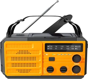 Kaito Voyager V3 Emergency Radio - AM/FM NOAA Weather Alert 4-Way Powered Solar Crank Radio Receiver with LED Flashlight and USB 4,000 mAh Mobile Phone Charger (Yellow)