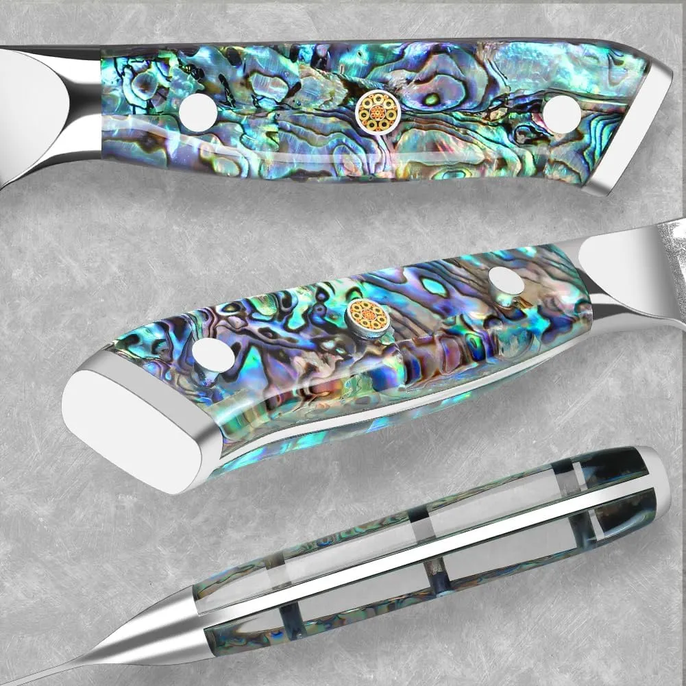 KEENZO Damascus chef knife set 3 pcs,Professional kitchen knives set,Chef Kiritsuke Utility Knives 3pcs,kitchen knife set,Japanese hand forged VG-10 steel cooking knife set