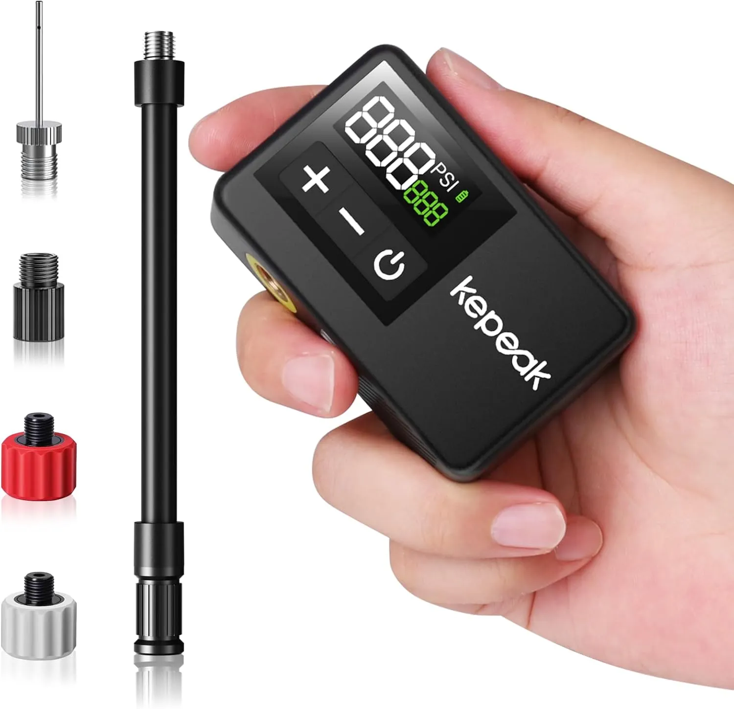 KEPEAK Mini Bike Pump, Bicycle Pump with Digital Pressure Gauge, Portable Bike Air Pump Tire Inflator with Presta and Schrader Valve for Road, Mountain, City, E-Bike and Ball