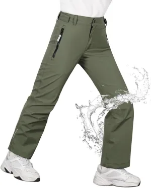 Kids Hiking Pants Waterproof Quick Dry Boys Camping Cargo Pant Lightweight Softshell Uniform Pants for Kid Girls