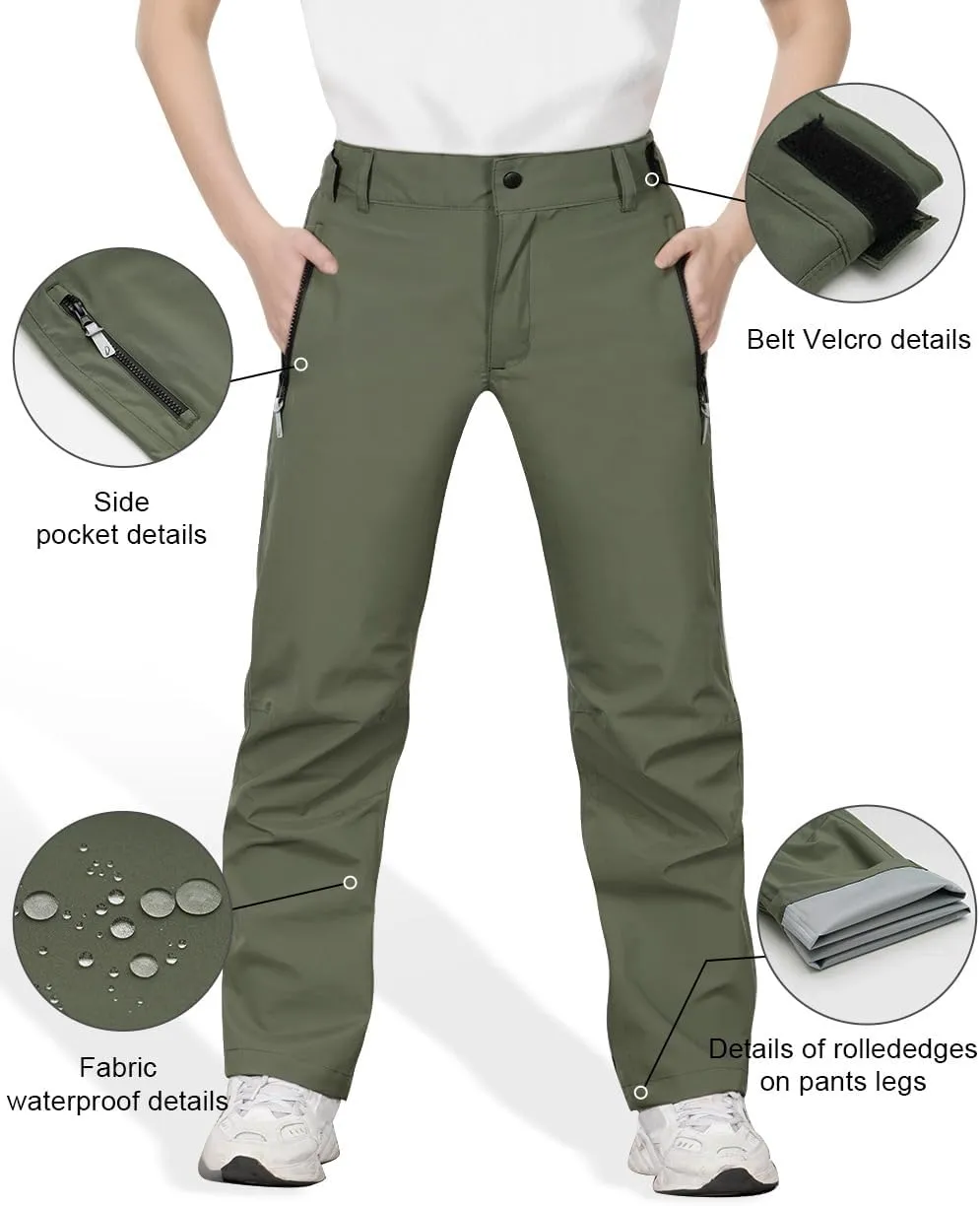 Kids Hiking Pants Waterproof Quick Dry Boys Camping Cargo Pant Lightweight Softshell Uniform Pants for Kid Girls