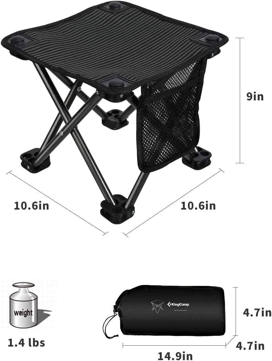 KingCamp Camping Stool Small Protable Folding Stool Mini Lightweight Backpacking Slacker Chair for Outdoor Camping Hiking Fishing Traveling Picnic
