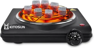 KITOSUN Electric Charcoal Burner - Single Coil Hot Plate Charcoal Starter Cooking Heater Stainless with Steel Grill ETL Certified Countertop Cooktop for Home Kitchen BBQ RV