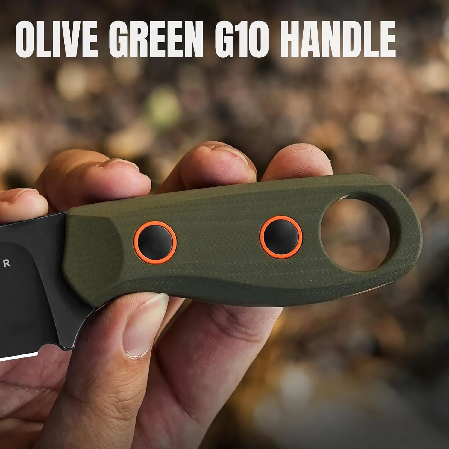 Kizer Beaver Fixed Blade Knife with Sheath, 2.75" D2 Blade EDC Camping Fixed Blade Knife with Olive Green G10 Handle, Small Bushcraft Survival Knives, Outdoor Hunting Knives for Men Women, 1078A1
